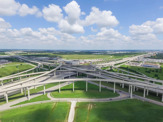 Aerial metropolitan area of Katy, Texas, USA